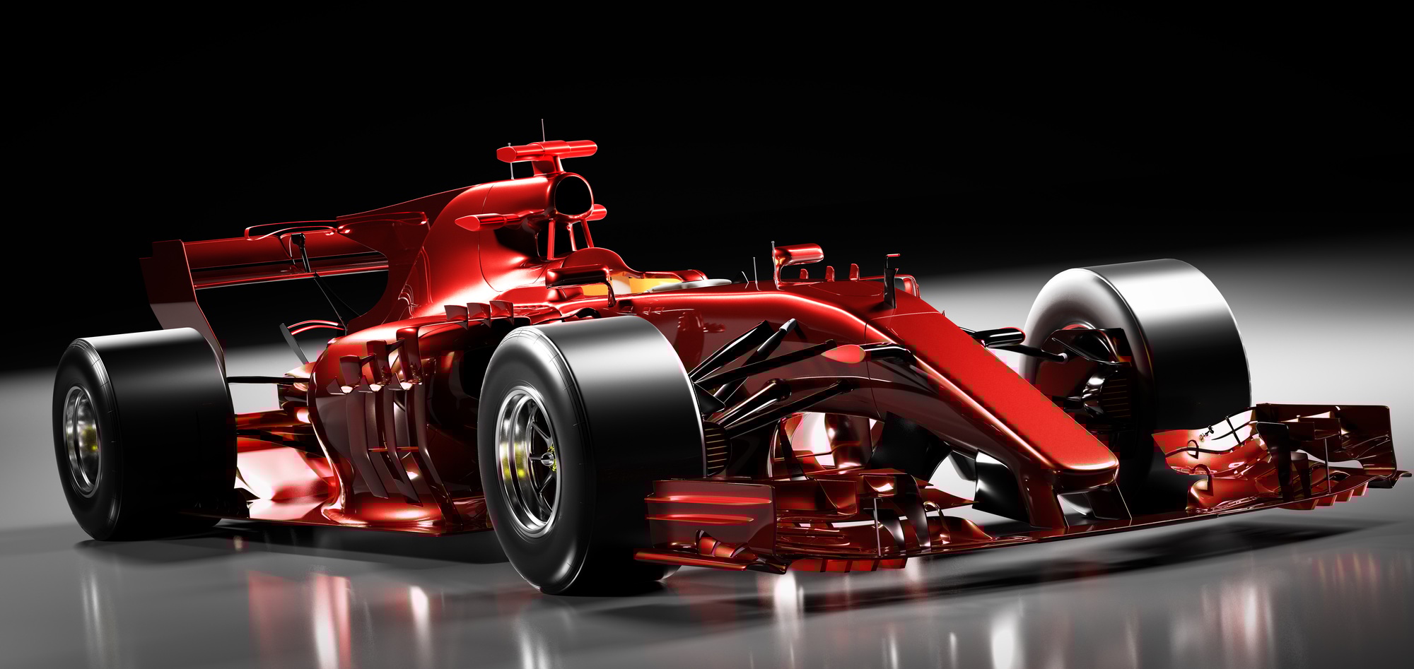 Fast red F1 car. Formula one racing sportscar.