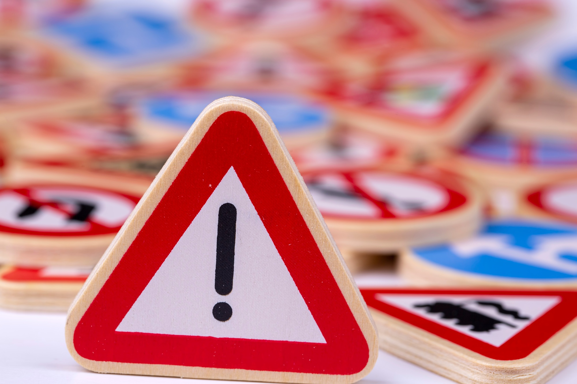 Different colored traffic signs isolated