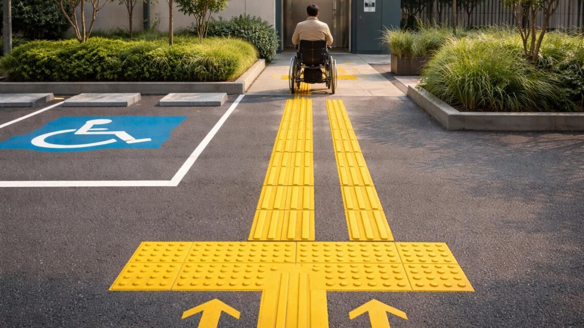 Les normes à respecter pour les bandes de guidage PMR pour parking